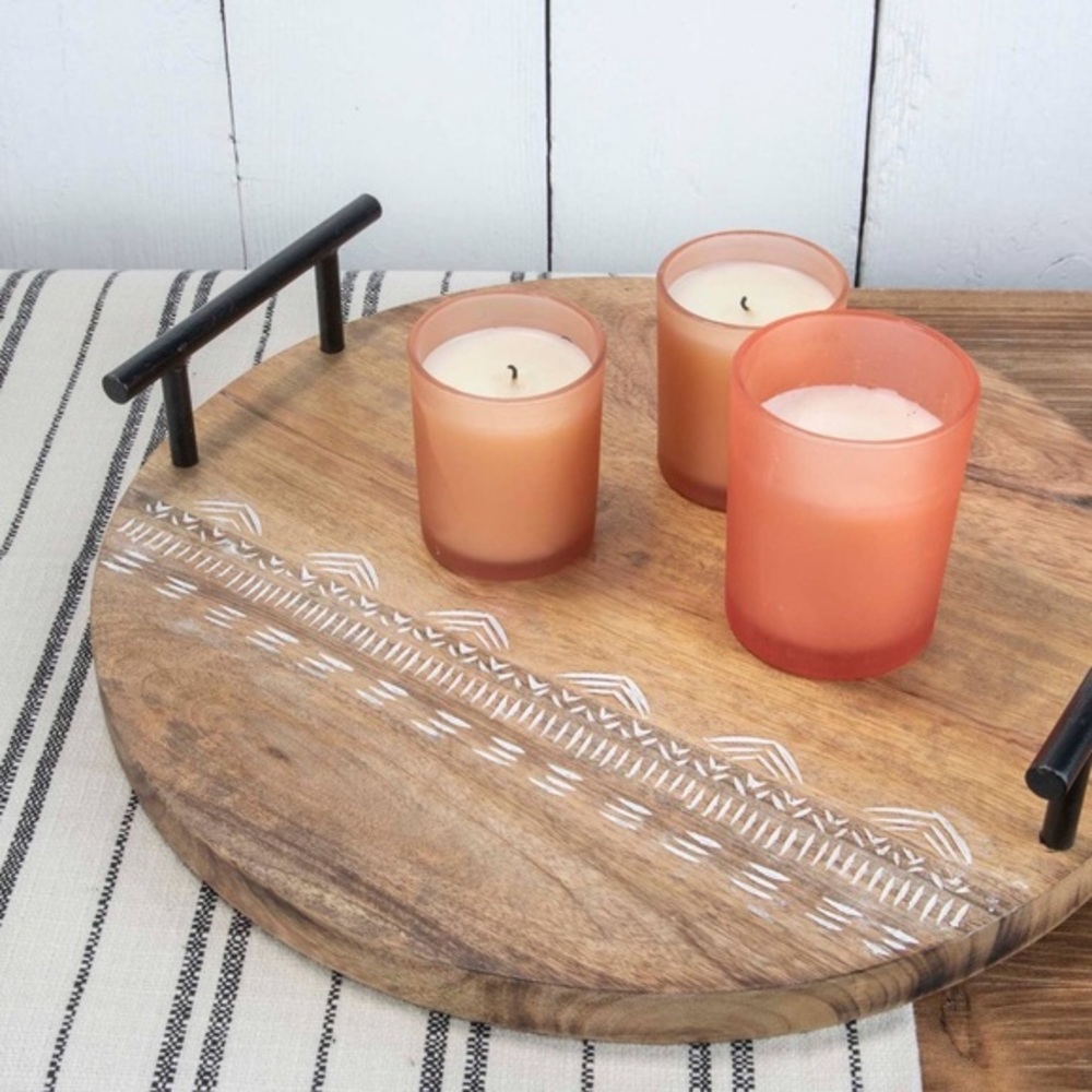 🆕 Hand Carved Woden Serving Tray